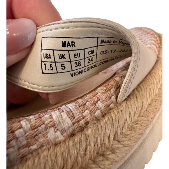 Vionic Mar Size 7.5 Strappy Platform Sandal - Cream NWOB $135 - Picture 4 of 12
